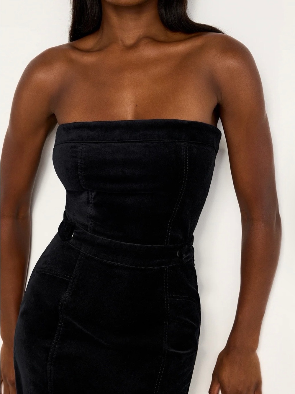 Good American Fit For Success Strapless Velvet Dress NWT L
